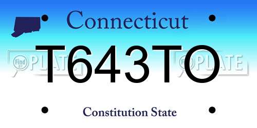 T643TO Connecticut License Plate