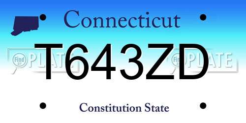 T643ZD Connecticut License Plate