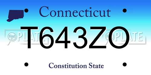 T643ZO Connecticut License Plate