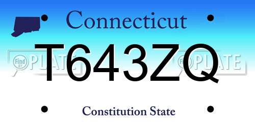 T643ZQ Connecticut License Plate