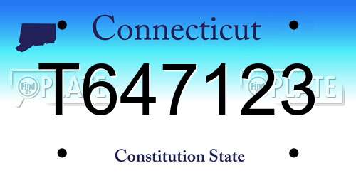 T647123 Connecticut License Plate