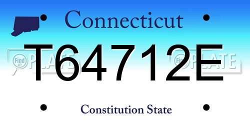 T64712E Connecticut License Plate