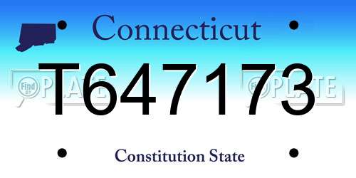 T647173 Connecticut License Plate