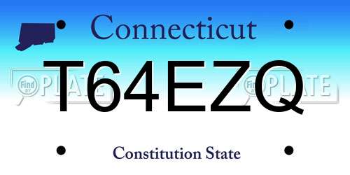 T64EZQ Connecticut License Plate