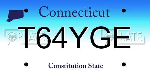 T64YGE Connecticut License Plate