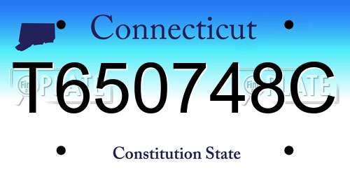 T650748C Connecticut License Plate