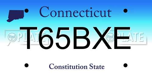 T65BXE Connecticut License Plate