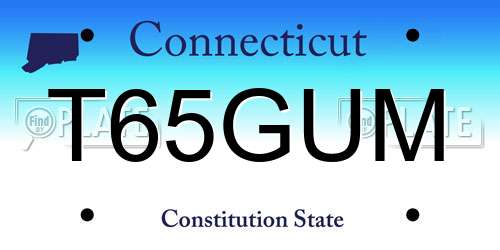 T65GUM Connecticut License Plate