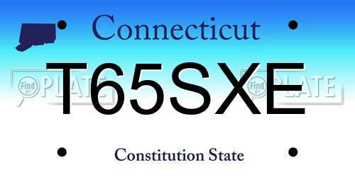 T65SXE Connecticut License Plate