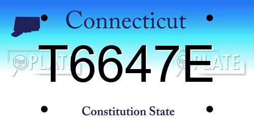 T6647E Connecticut License Plate