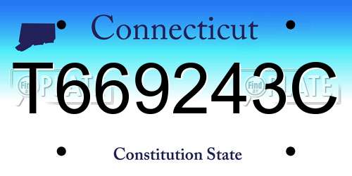 T669243C Connecticut License Plate