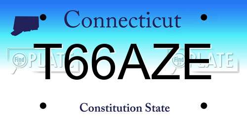 T66AZE Connecticut License Plate