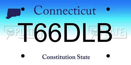 T66DLB Connecticut License Plate