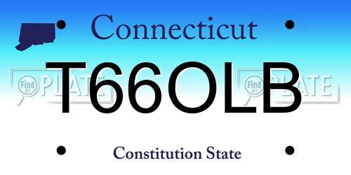 T66OLB Connecticut License Plate