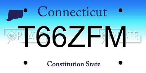 T66ZFM Connecticut License Plate