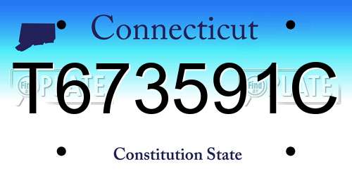T673591C Connecticut License Plate