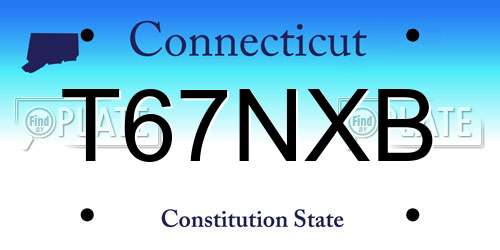 T67NXB Connecticut License Plate