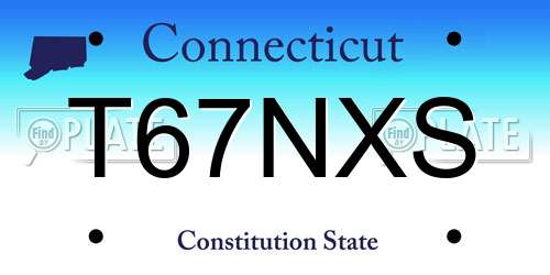 T67NXS Connecticut License Plate