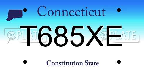 T685XE Connecticut License Plate