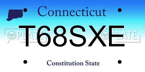 T68SXE Connecticut License Plate