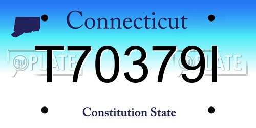 T70379I Connecticut License Plate