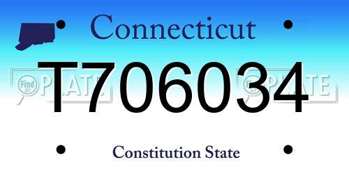 T706034 Connecticut License Plate