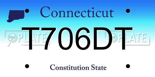 T706DT Connecticut License Plate