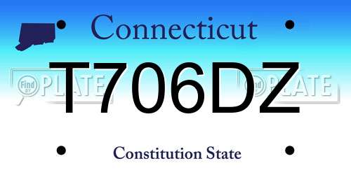T706DZ Connecticut License Plate