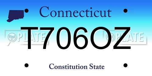 T706OZ Connecticut License Plate