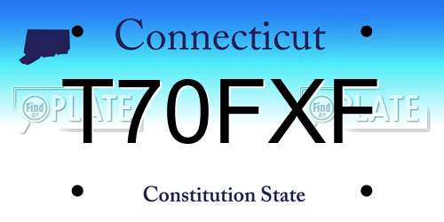 T70FXF Connecticut License Plate