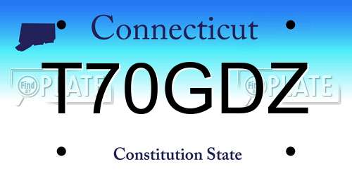 T70GDZ Connecticut License Plate