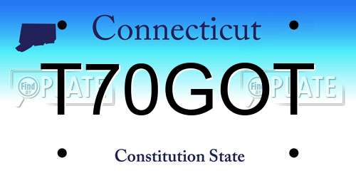 T70GOT Connecticut License Plate