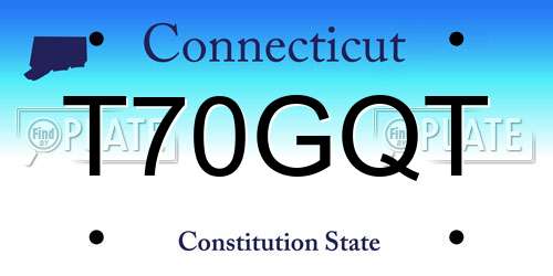T70GQT Connecticut License Plate