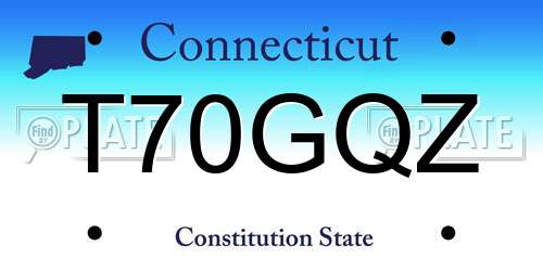 T70GQZ Connecticut License Plate