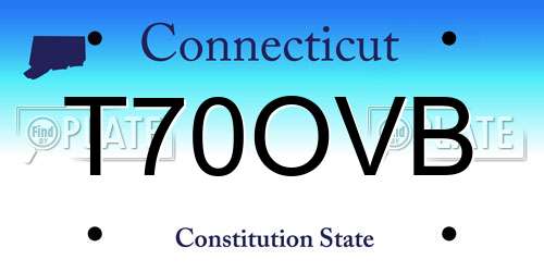 T70OVB Connecticut License Plate