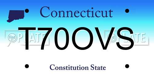 T70OVS Connecticut License Plate
