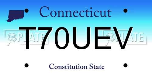 T70UEV Connecticut License Plate