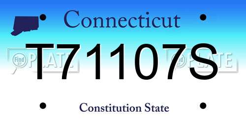 T71107S Connecticut License Plate