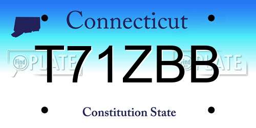 T71ZBB Connecticut License Plate