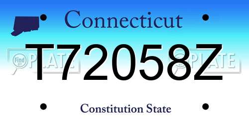 T72058Z Connecticut License Plate