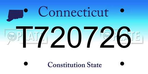 T720726 Connecticut License Plate