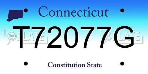 T72077G Connecticut License Plate