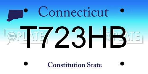 T723HB Connecticut License Plate