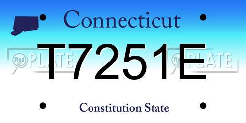T7251E Connecticut License Plate