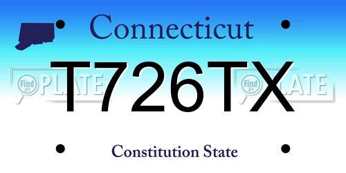 T726TX Connecticut License Plate