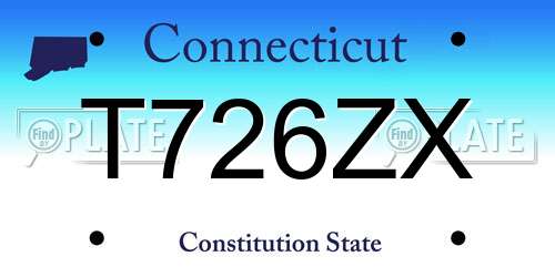 T726ZX Connecticut License Plate
