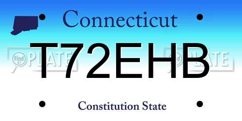 T72EHB Connecticut License Plate