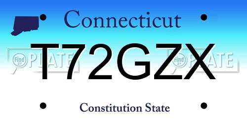 T72GZX Connecticut License Plate