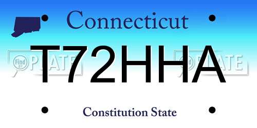 T72HHA Connecticut License Plate