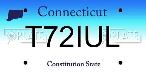 T72IUL Connecticut License Plate